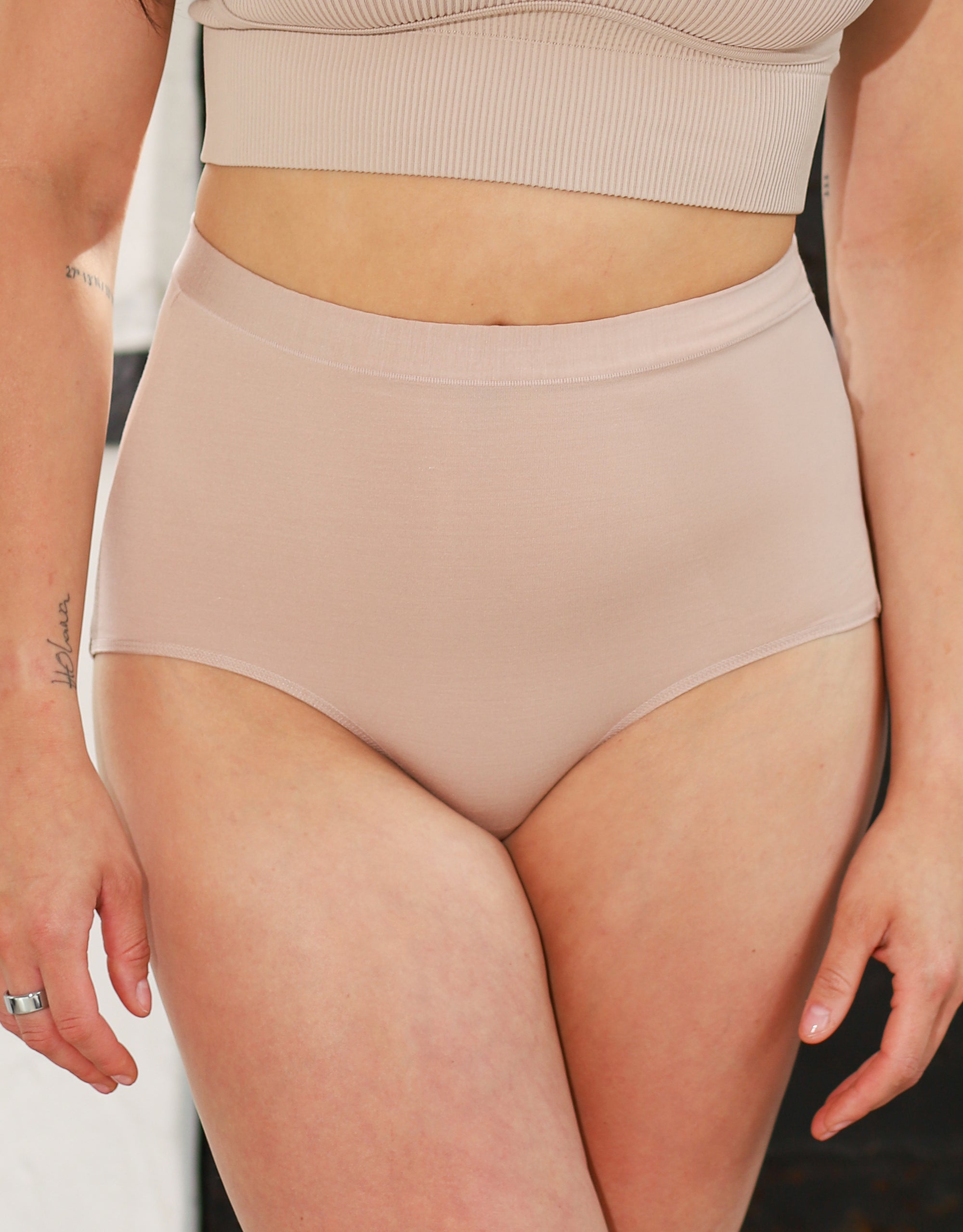 sugarshape-cozy-basic-high-waist-panty-sand-modal image 1
