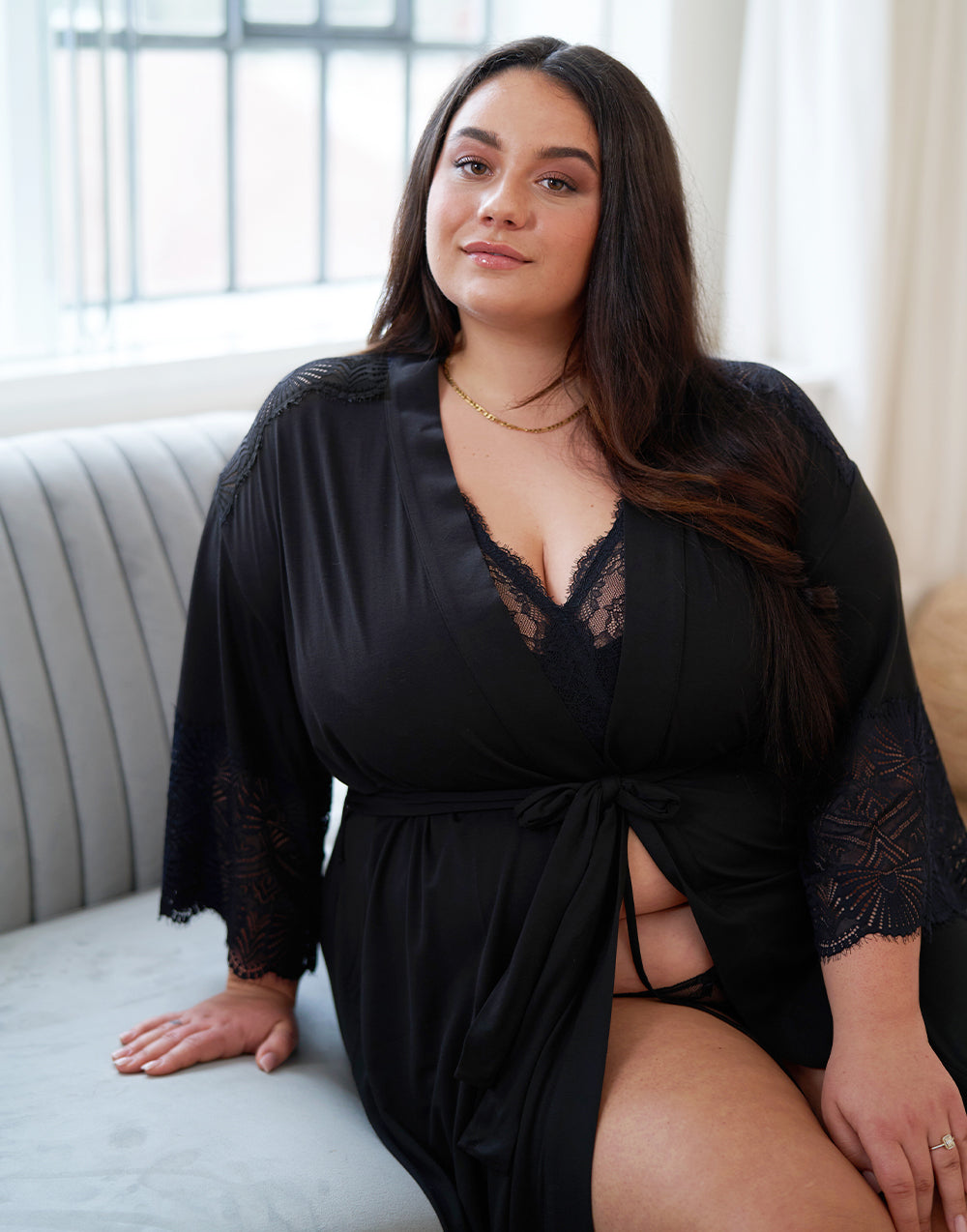 sugarshape-glam-kimono-black-morgenmantel-spitze image 6