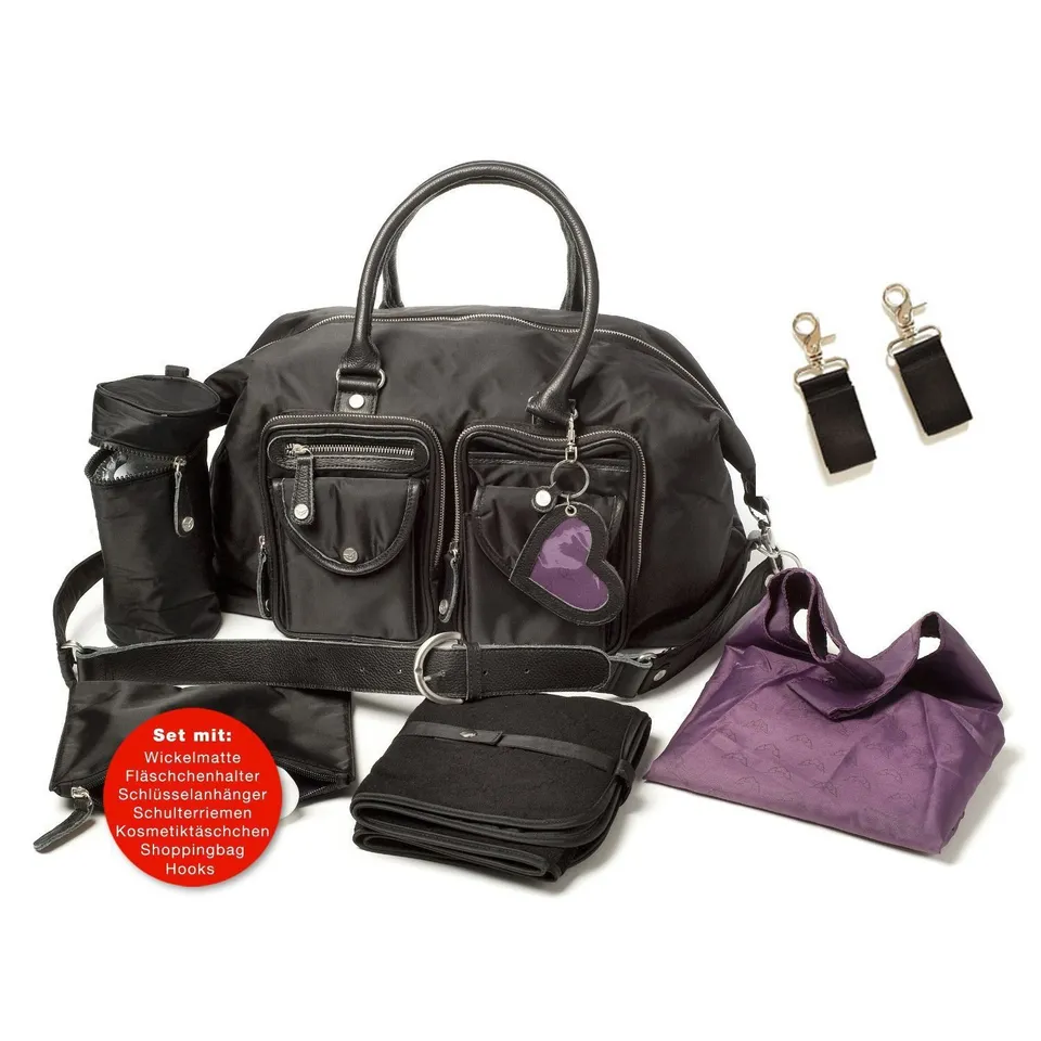 petit-amour-lissy-wickeltasche-babytasche-schwarz-mit-f-chern image 1