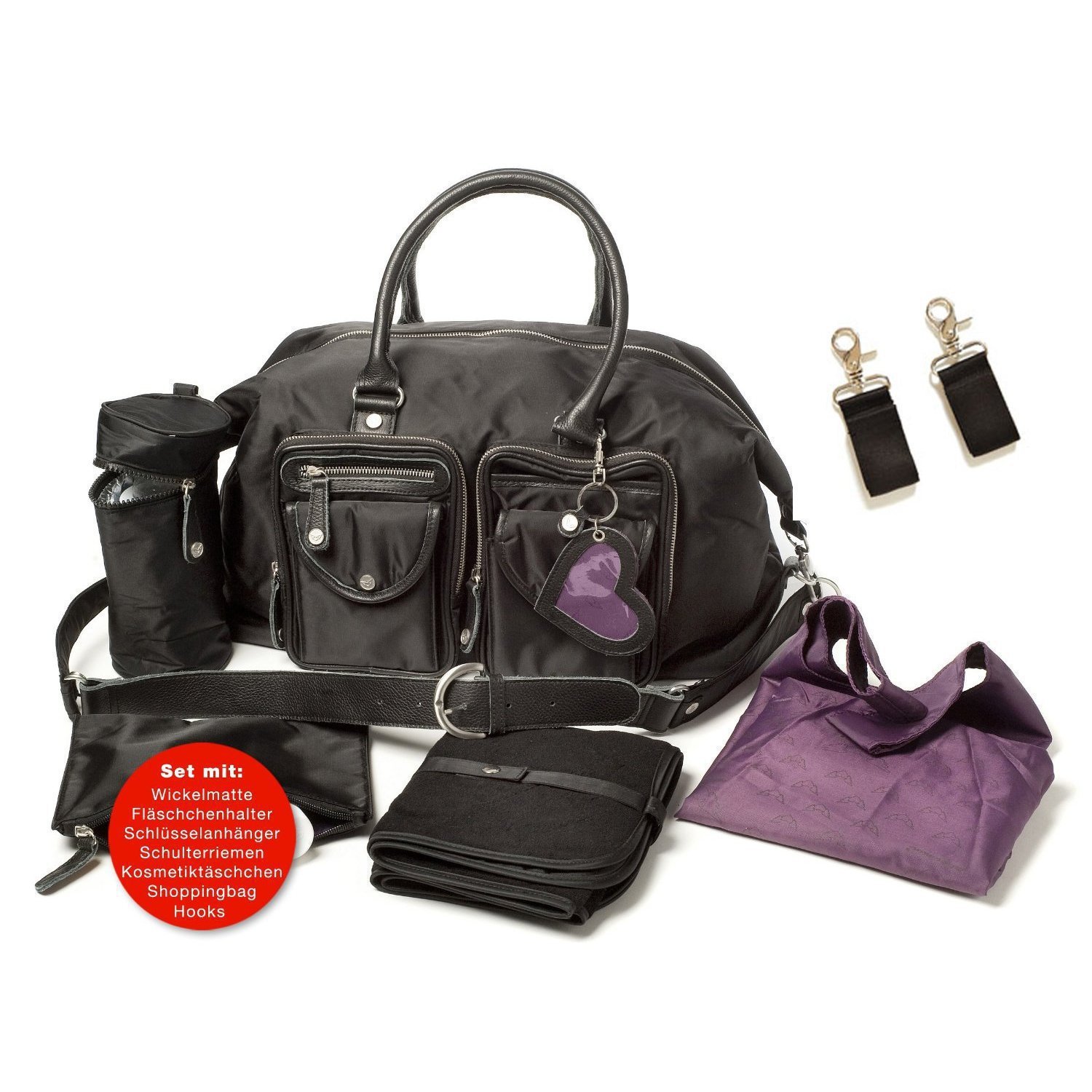 petit-amour-lissy-wickeltasche-babytasche-schwarz-mit-f-chern image 1