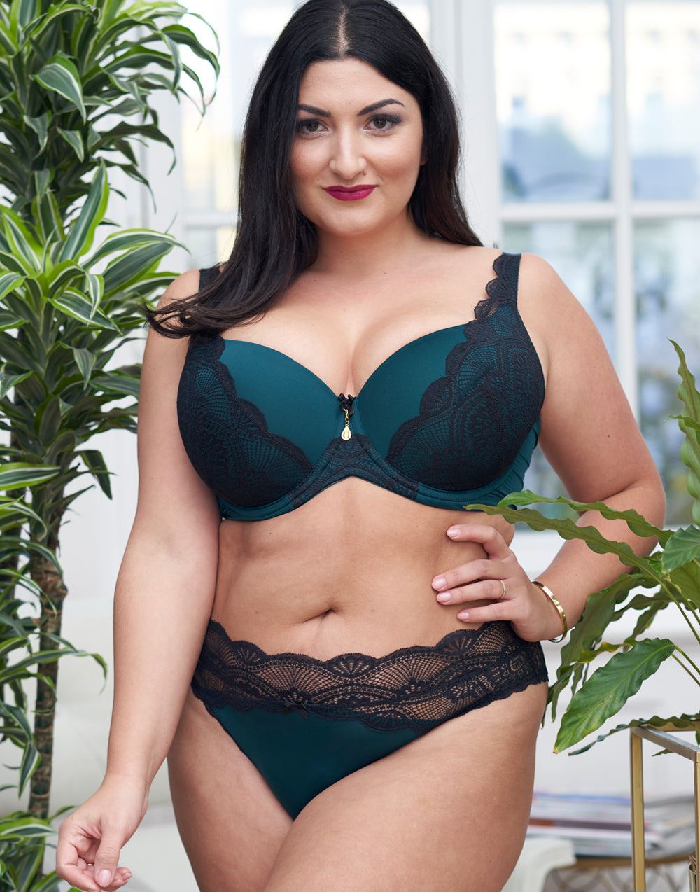 sugarshape-pure-divine-peacock-spitzen-bh-dunkelgr-n-wattiert image 7