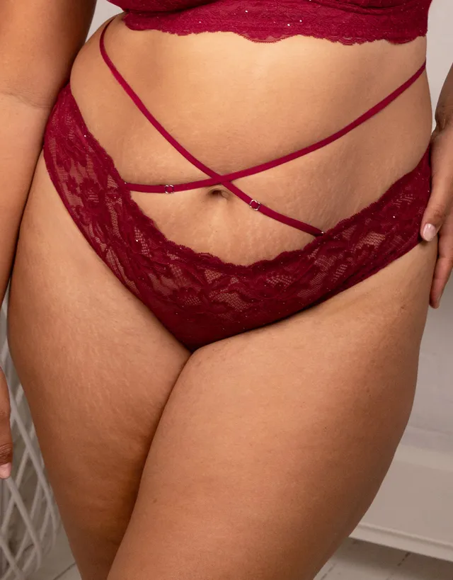 sugarshape-glam-brazilian-slip-bordeaux-mit-spitze-pailletten image 1